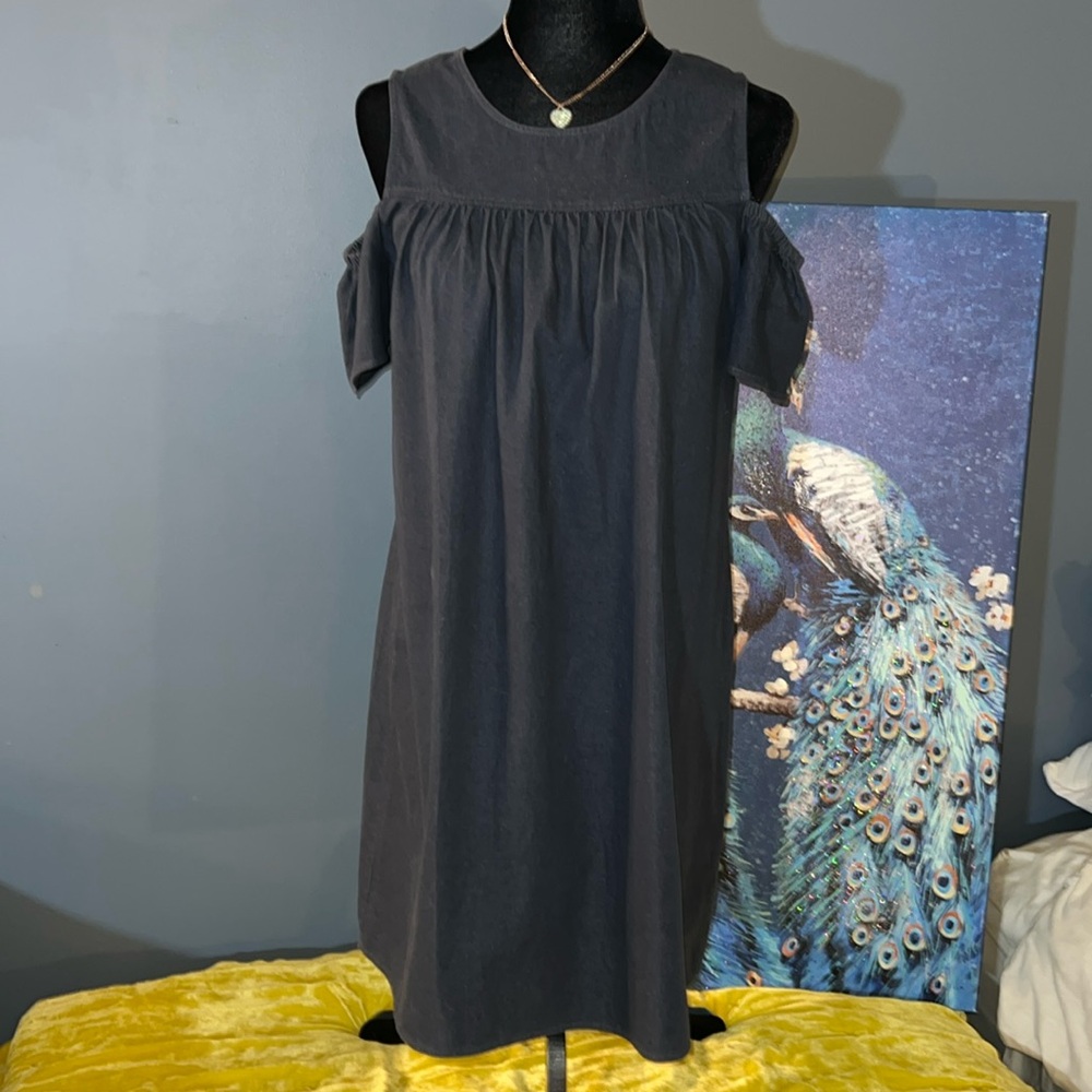 London Times Size 6 Denim Cold Shoulder Dress